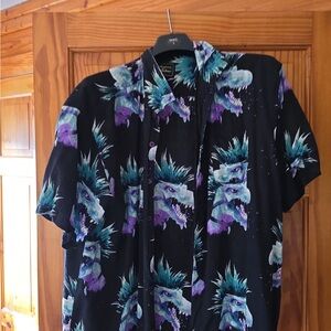 Men's Black and Purple Graphic Shirt